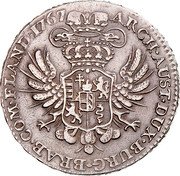 Belgium 1/2 Kronenthaler Maria Theresia. Type 1 1767 (b) KM# 19 ARCH AUST DUX BURG BRAB COM FLAND 1756 coin reverse Belgium 1/2 Kronenthaler Maria Theresia. Type 1 1767 (b) KM# 19 ARCH AUST DUX BURG BRAB COM FLAND 1756 coin reverse