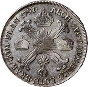 Belgium 1/2 Kronenthaler 1791 H KM# 41 Standart Coinage ARCH AVST DVX BVRG LOTH BRAB COM FLAN 1791 coin reverse Belgium 1/2 Kronenthaler 1791 H KM# 41 Standart Coinage ARCH AVST DVX BVRG LOTH BRAB COM FLAN 1791 coin reverse