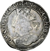 UK 1/2 Merk 1636 KM# 72 Scotland CAROLVS D G SCOT ANG FR & HIB R coin obverse UK 1/2 Merk 1636 KM# 72 Scotland CAROLVS D G SCOT ANG FR & HIB R coin obverse