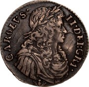 UK 1/2 Merk Charles II 1669 KM# 101 CAROLVS II DEI GRA coin obverse UK 1/2 Merk Charles II 1669 KM# 101 CAROLVS II DEI GRA coin obverse
