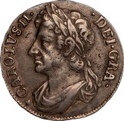 UK 1/2 Merk Charles II 1677 KM# 112 CAROLUS II DEI GRA coin obverse UK 1/2 Merk Charles II 1677 KM# 112 CAROLUS II DEI GRA coin obverse