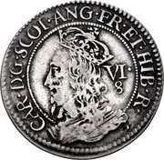 UK 1/2 Merk Charles I ND KM# 93 CAR D G SCOT ANG FR ET HIB R coin obverse UK 1/2 Merk Charles I ND KM# 93 CAR D G SCOT ANG FR ET HIB R coin obverse