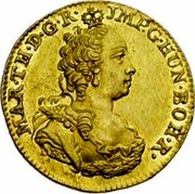 Belgium 1/2 Souverain D'or Maria Theresia 1750 (l) R KM# 14 MAR TH D G R JMP.G HUN BOH R coin obverse Belgium 1/2 Souverain D'or Maria Theresia 1750 (l) R KM# 14 MAR TH D G R JMP.G HUN BOH R coin obverse