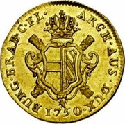 Belgium 1/2 Souverain D'or Maria Theresia 1750 (l) R KM# 14 ARCH AUS DUX BURG BRAB C FL 1750 coin reverse Belgium 1/2 Souverain D'or Maria Theresia 1750 (l) R KM# 14 ARCH AUS DUX BURG BRAB C FL 1750 coin reverse