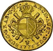 Belgium 1/2 Souverain D'or 1775 (b) KM# 26 Trade Coinage ARCH AUS DUX BURG BRAB C FL coin reverse Belgium 1/2 Souverain D'or 1775 (b) KM# 26 Trade Coinage ARCH AUS DUX BURG BRAB C FL coin reverse