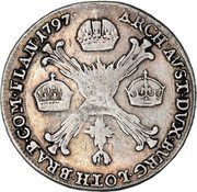 Belgium 1/4 Kronenthaler Franz II 1797 B KM# 60 ARCH AVST DVX BVRG LOTH BRAB COM FLAN coin reverse Belgium 1/4 Kronenthaler Franz II 1797 B KM# 60 ARCH AVST DVX BVRG LOTH BRAB COM FLAN coin reverse