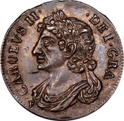UK 1/4 Merk Charles II 1681 KM# 116 CAROLUS II DEI GRA coin obverse UK 1/4 Merk Charles II 1681 KM# 116 CAROLUS II DEI GRA coin obverse