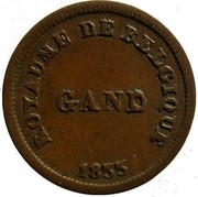 Belgium 1 Centime 1833 KM# 5 Ghent ROYAUME DE BELGIQUE GA ND 1833 coin obverse Belgium 1 Centime 1833 KM# 5 Ghent ROYAUME DE BELGIQUE GA ND 1833 coin obverse