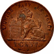 Belgium 1 Centime 1862 KM# 1.4 Decimal Coinage L'UNION FAIT LA FORCE CONSTITUTION BELGE 1831 1 CENT. BRAEMT F. coin reverse Belgium 1 Centime 1862 KM# 1.4 Decimal Coinage L'UNION FAIT LA FORCE CONSTITUTION BELGE 1831 1 CENT. BRAEMT F. coin reverse