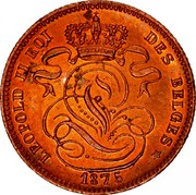 Belgium 1 Centime 1875 KM# 33.1 Decimal Coinage LEOPOLD II ROI DES BELGES 1875 coin obverse Belgium 1 Centime 1875 KM# 33.1 Decimal Coinage LEOPOLD II ROI DES BELGES 1875 coin obverse