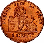 Belgium 1 Centime 1875 KM# 33.1 Decimal Coinage L'UNION FAIT LA FORCE CONSTITUTION BELGE 1831 1 CENTE BRAEMT F. coin reverse Belgium 1 Centime 1875 KM# 33.1 Decimal Coinage L'UNION FAIT LA FORCE CONSTITUTION BELGE 1831 1 CENTE BRAEMT F. coin reverse