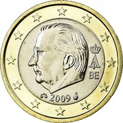 Belgium 1 Euro (Albert II - 2nd map - 2nd type - 1st portrait) KM# 301 A II BE 2009 coin obverse Belgium 1 Euro (Albert II - 2nd map - 2nd type - 1st portrait) KM# 301 A II BE 2009 coin obverse