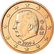 Belgium 1 Euro Cent (Albert II - 2nd type - 1st portrait) KM# 295 A II BE 2009 coin obverse Belgium 1 Euro Cent (Albert II - 2nd type - 1st portrait) KM# 295 A II BE 2009 coin obverse