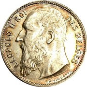 Belgium 1 Franc 1909 KM# 56.2 Decimal Coinage LEOPOLD II ROI DES BELGES TH. VINÇOTTE coin obverse Belgium 1 Franc 1909 KM# 56.2 Decimal Coinage LEOPOLD II ROI DES BELGES TH. VINÇOTTE coin obverse