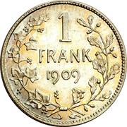 Belgium 1 Franc Flemish Legend 1909 KM# 57.1 1 FRANK 1909 coin reverse