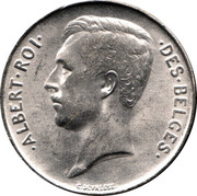 Belgium 1 Franc 1914 KM# 72 Decimal Coinage ALBERT ROI DES BELGES G.DEVREESE coin obverse Belgium 1 Franc 1914 KM# 72 Decimal Coinage ALBERT ROI DES BELGES G.DEVREESE coin obverse