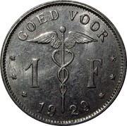 Belgium 1 Franc Albert I 1929 KM# 90 GOED VOOR 1 F 19 22 coin reverse Belgium 1 Franc Albert I 1929 KM# 90 GOED VOOR 1 F 19 22 coin reverse