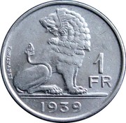 Belgium 1 Franc 1939 KM# 119 Decimal Coinage E. WIJNANTS 1 FR 1939 coin reverse Belgium 1 Franc 1939 KM# 119 Decimal Coinage E. WIJNANTS 1 FR 1939 coin reverse