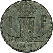 Belgium 1 Franc 1941 KM# 127 Decimal Coinage 1 F 1941 coin reverse Belgium 1 Franc 1941 KM# 127 Decimal Coinage 1 F 1941 coin reverse