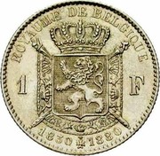 Belgium 1 Franc 50th Anniversary of Independence 1880 KM# 38 ROYAUME DE BELGIQUE 1 F 1830 1880 coin reverse Belgium 1 Franc 50th Anniversary of Independence 1880 KM# 38 ROYAUME DE BELGIQUE 1 F 1830 1880 coin reverse
