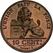 Belgium 10 Centimes 1848 KM# 2.1 Decimal Coinage LEOPOLD PREMIER ROI DES BELGES 1848 coin obverse Belgium 10 Centimes 1848 KM# 2.1 Decimal Coinage LEOPOLD PREMIER ROI DES BELGES 1848 coin obverse