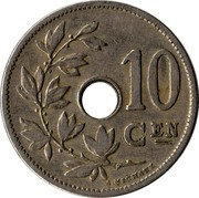 Belgium 10 Centimes 1903 KM# 49 Decimal Coinage 10 CEN A.MICHAUX coin reverse Belgium 10 Centimes 1903 KM# 49 Decimal Coinage 10 CEN A.MICHAUX coin reverse