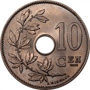 Belgium 10 Centimes Leopold II 1903 KM# 53 10 CEN A. MICHAUX coin reverse Belgium 10 Centimes Leopold II 1903 KM# 53 10 CEN A. MICHAUX coin reverse