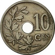 Belgium 10 Centimes 1905 KM# 52 Decimal Coinage 10 CES A.MICHAUX coin reverse Belgium 10 Centimes 1905 KM# 52 Decimal Coinage 10 CES A.MICHAUX coin reverse