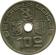 Belgium 10 Centimes 1939 KM# 113.1 Decimal Coinage BELGIE BELGIQUE 10C O.JESPERS coin obverse Belgium 10 Centimes 1939 KM# 113.1 Decimal Coinage BELGIE BELGIQUE 10C O.JESPERS coin obverse