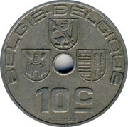 Belgium 10 Centimes 1939 KM# 113.2 Decimal Coinage BELGIE BELGIQUE 10C O.JESPERS coin obverse Belgium 10 Centimes 1939 KM# 113.2 Decimal Coinage BELGIE BELGIQUE 10C O.JESPERS coin obverse