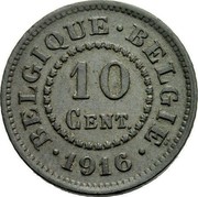 Belgium 10 Centimes (Albert I) KM# 81 BELGIQUE BELGIË 10 CENT. 1915 coin reverse Belgium 10 Centimes (Albert I) KM# 81 BELGIQUE BELGIË 10 CENT. 1915 coin reverse