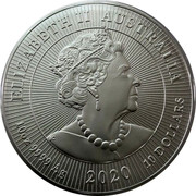 Australia 10 Dollars Kookaburra 2020 ELIZABETH II AUSTRALIA JC 10 OZ 9999 AG 2020 10 DOLLARS coin obverse Australia 10 Dollars Kookaburra 2020 ELIZABETH II AUSTRALIA JC 10 OZ 9999 AG 2020 10 DOLLARS coin obverse