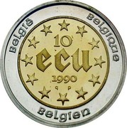 Belgium 10 ECU 60th Birthday of Baudouin I 1990 (qp) Proof KM# 176 BELGIQUE BELGIE BELGIEN 10 ECU 1990 Q P coin reverse Belgium 10 ECU 60th Birthday of Baudouin I 1990 (qp) Proof KM# 176 BELGIQUE BELGIE BELGIEN 10 ECU 1990 Q P coin reverse