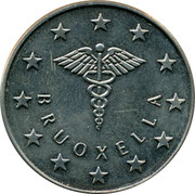 Belgium 10 ECU Museum of medicine 1994 UNC BRUOXELLA coin obverse Belgium 10 ECU Museum of medicine 1994 UNC BRUOXELLA coin obverse