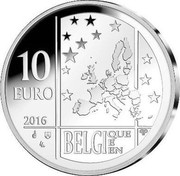 Belgium 10 Euro 100th Anniversary of Einstein's Theory of Relativity 2016 Proof KM# 358 10 EURO 2016 BELGI QUE E EN LL QP coin obverse