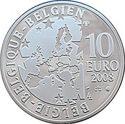 Belgium 10 Euro 100th anniversary of Maurice Maeterlinck's play 2008 Proof KM# 266 BELGIQUE BELGIE BELGIEN 10 EURO 2008 QP coin obverse Belgium 10 Euro 100th anniversary of Maurice Maeterlinck's play 2008 Proof KM# 266 BELGIQUE BELGIE BELGIEN 10 EURO 2008 QP coin obverse