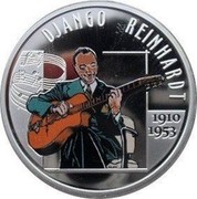Belgium 10 Euro 100th Anniversary of the Birth of Django Reinhardt 2010 Proof KM# 304 DJANGO REINHARDT 1910 1953 coin reverse Belgium 10 Euro 100th Anniversary of the Birth of Django Reinhardt 2010 Proof KM# 304 DJANGO REINHARDT 1910 1953 coin reverse