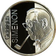 Belgium 10 Euro 100th Anniversary of the Birth of Georges Simenon 2003 Proof KM# 235 GEORGES SIMENON coin reverse Belgium 10 Euro 100th Anniversary of the Birth of Georges Simenon 2003 Proof KM# 235 GEORGES SIMENON coin reverse