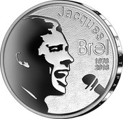 Belgium 10 Euro 40 Anniversary of Death of Jacques Brel 2018 JACQUES BREL 1978 2018 coin obverse Belgium 10 Euro 40 Anniversary of Death of Jacques Brel 2018 JACQUES BREL 1978 2018 coin obverse