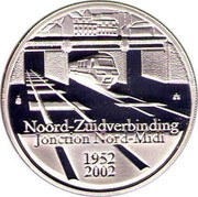 Belgium 10 Euro 50 Years North-South-way in Bruessels ND Proof KM# 233 1952 2002 NOORD-ZUIDVERBINDING JONCTION NORD-MIDI coin reverse Belgium 10 Euro 50 Years North-South-way in Bruessels ND Proof KM# 233 1952 2002 NOORD-ZUIDVERBINDING JONCTION NORD-MIDI coin reverse