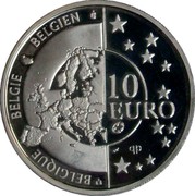 Belgium 10 Euro 60th Anniversary of Liberation 2005 Proof KM# 252 BELGIQUE BELGIE BELGIEN 10 EURO Q P coin obverse Belgium 10 Euro 60th Anniversary of Liberation 2005 Proof KM# 252 BELGIQUE BELGIE BELGIEN 10 EURO Q P coin obverse