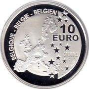 Belgium 10 Euro 75 Years of Tintin 2004 Proof KM# 236 BELGIQUE BELGIE BELGIEN 10 EURO 2004 LL coin obverse Belgium 10 Euro 75 Years of Tintin 2004 Proof KM# 236 BELGIQUE BELGIE BELGIEN 10 EURO 2004 LL coin obverse