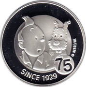 Belgium 10 Euro 75 Years of Tintin 2004 Proof KM# 236 SINCE 1929 75 © HERGÉ ML coin reverse Belgium 10 Euro 75 Years of Tintin 2004 Proof KM# 236 SINCE 1929 75 © HERGÉ ML coin reverse