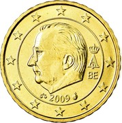 Belgium 10 Euro Cent (Albert II - 2nd map - 2nd type - 1st portrait) KM# 298 A II BE 2009 coin obverse Belgium 10 Euro Cent (Albert II - 2nd map - 2nd type - 1st portrait) KM# 298 A II BE 2009 coin obverse