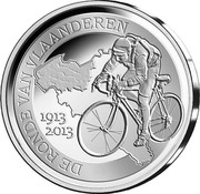 Belgium 10 Euro Tour of Flanders 2013 Proof KM# 326 DE RONDE VAN VLAANDEREN 1913 2013 coin obverse
