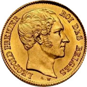 Belgium 10 Francs Leopold I 1849 KM# 18 LEOPOLD PREMIER ROI DES BELGES L.W coin obverse Belgium 10 Francs Leopold I 1849 KM# 18 LEOPOLD PREMIER ROI DES BELGES L.W coin obverse