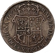 UK 10 Shillings 1691 KM# 133 Scotland MAG BR FR ET HIB REX ET REGINA 1691 coin reverse UK 10 Shillings 1691 KM# 133 Scotland MAG BR FR ET HIB REX ET REGINA 1691 coin reverse