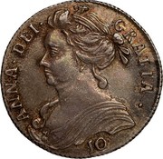 UK 10 Shillings Anne 1705 Sp 5700 KM# 149 ANNA DEI GRATIA coin obverse UK 10 Shillings Anne 1705 Sp 5700 KM# 149 ANNA DEI GRATIA coin obverse