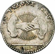 Belgium 10 Sols 1790 (b) KM# 46 Insurrection Coinage IN VNIONE SALVS X SOLS coin reverse Belgium 10 Sols 1790 (b) KM# 46 Insurrection Coinage IN VNIONE SALVS X SOLS coin reverse