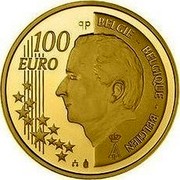 Belgium 100 Euro 175 Years of Independence 2005 Proof KM# 253 100 EURO QP BELGIE BELGIQUE BELGIEN coin obverse Belgium 100 Euro 175 Years of Independence 2005 Proof KM# 253 100 EURO QP BELGIE BELGIQUE BELGIEN coin obverse